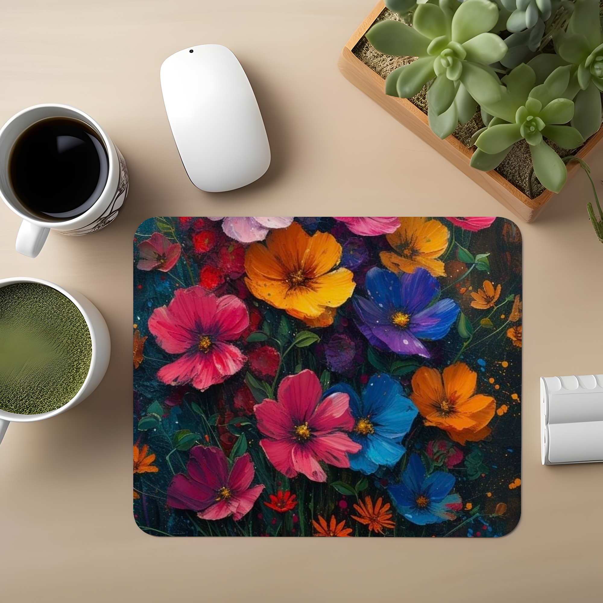 Canvas of Flowers Premium Mouse Pad