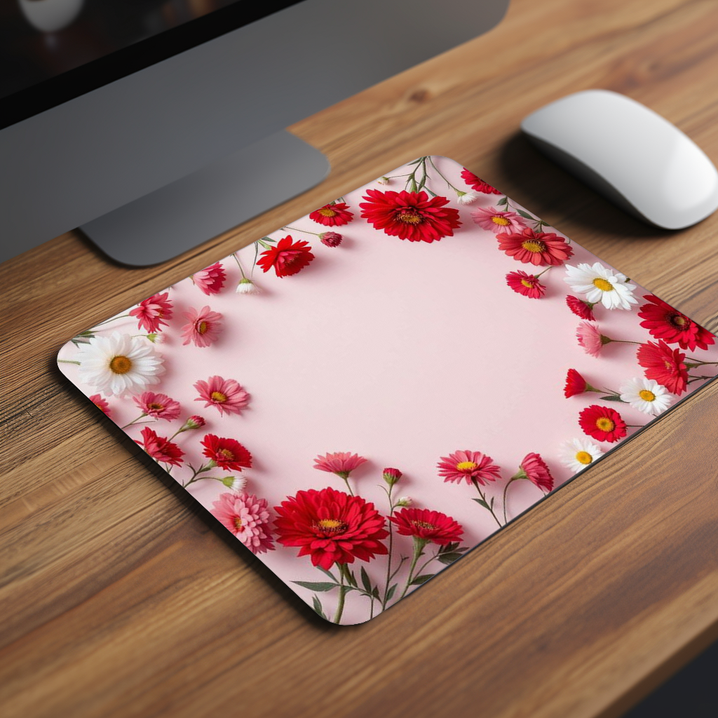 Red Flowers Premium Mouse Pad