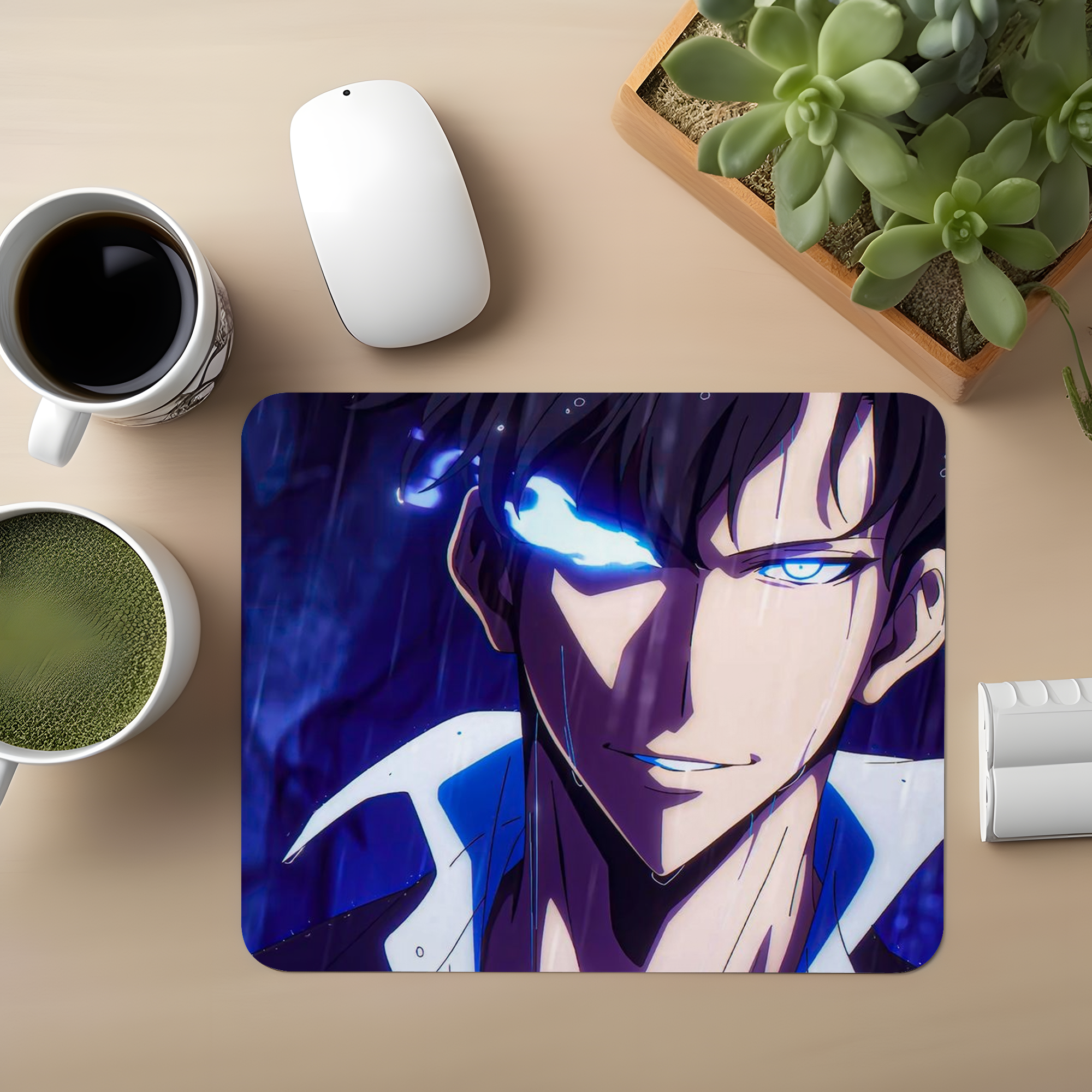 Solo Leveling with serious calm demeanor Premium Mouse Pad