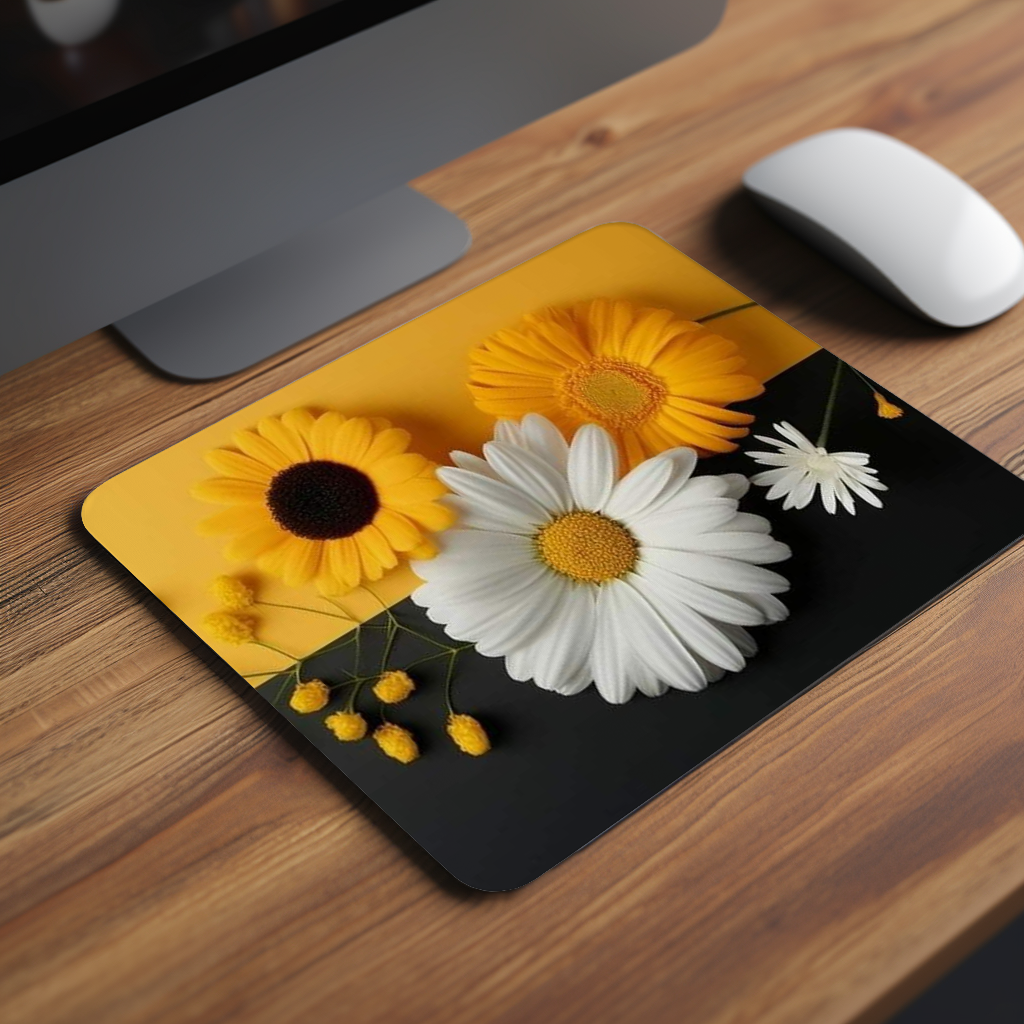 Yellow-White Sunflower Premium Mouse Pad