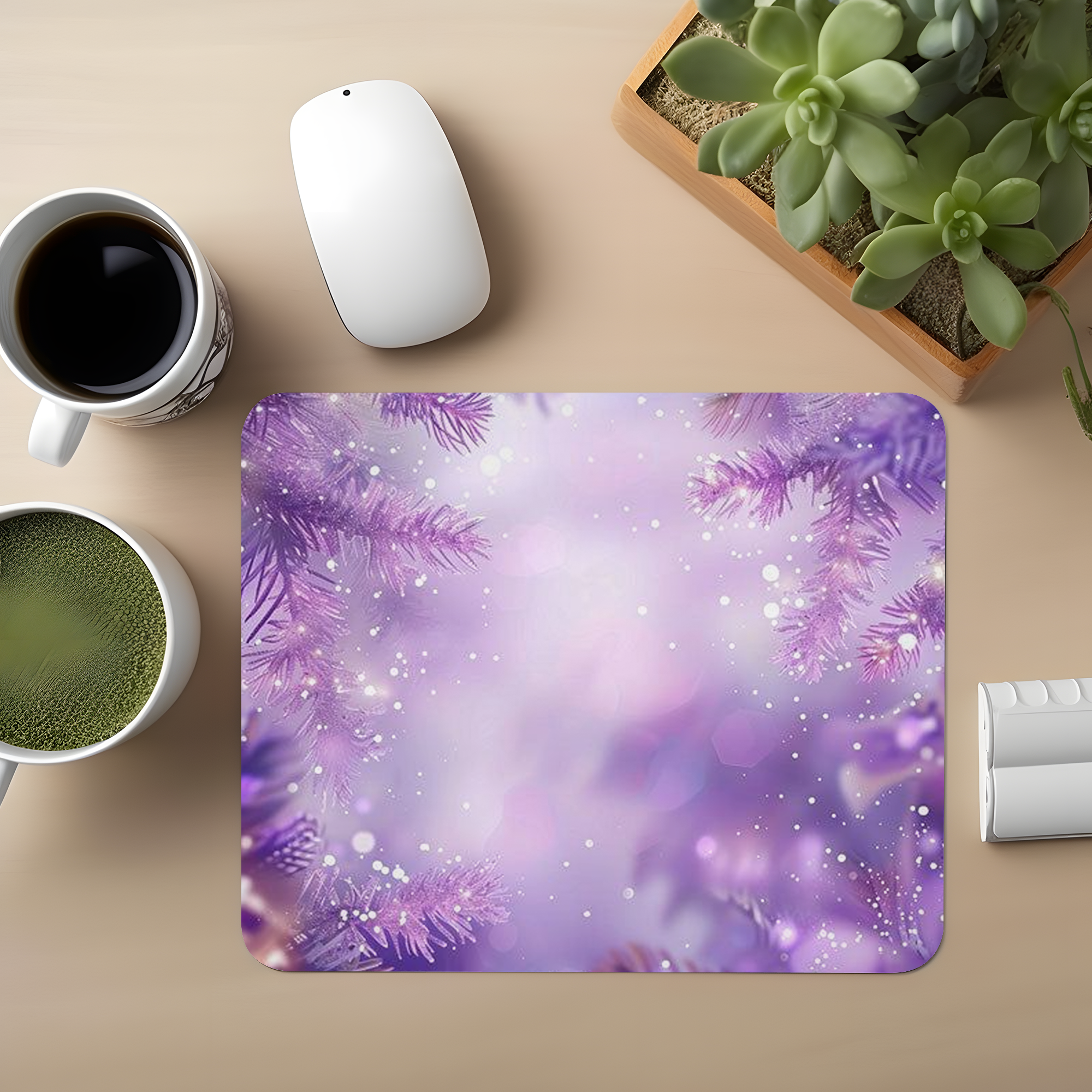 Purple Snowfall Premium Mouse Pad
