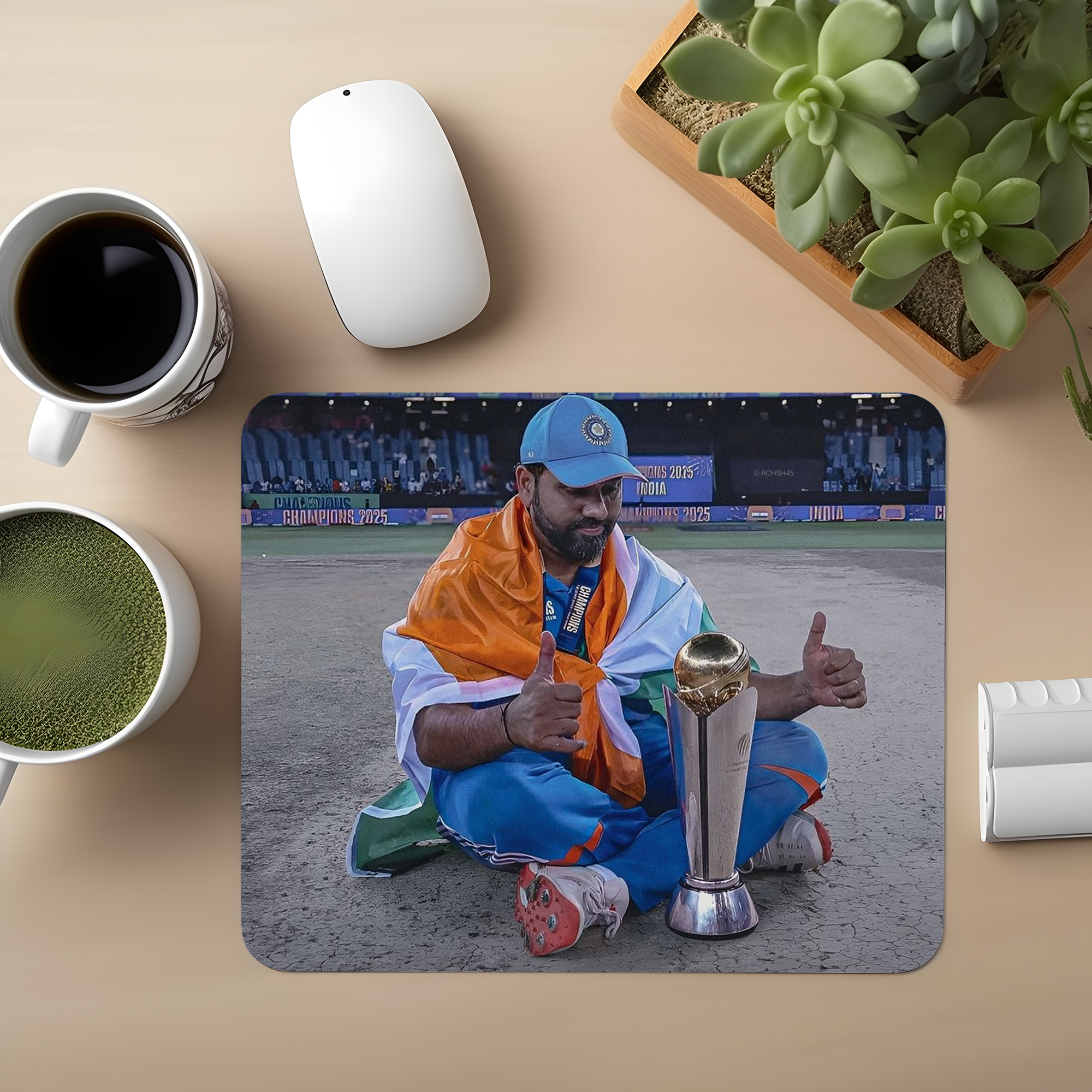 Rohit With T20 Trophy Premium Mouse Pad