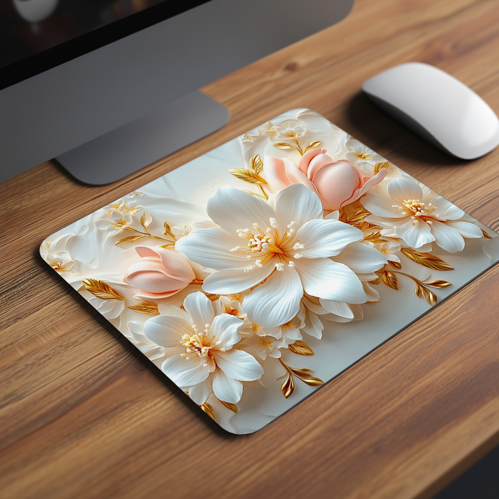 Royal Ivory Bloom Premium Mouse Pad