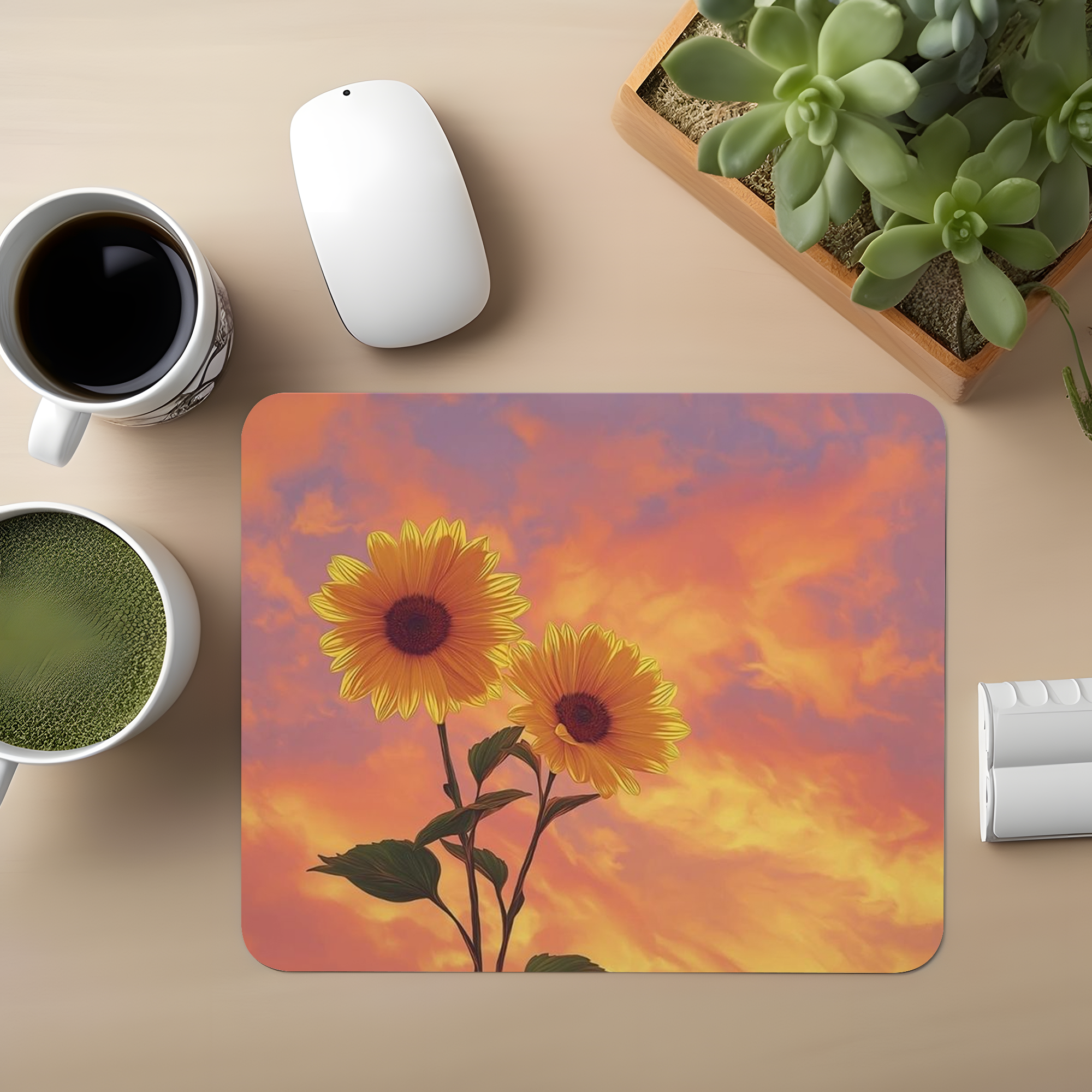 Sunset Sunflowers Premium Mouse Pad