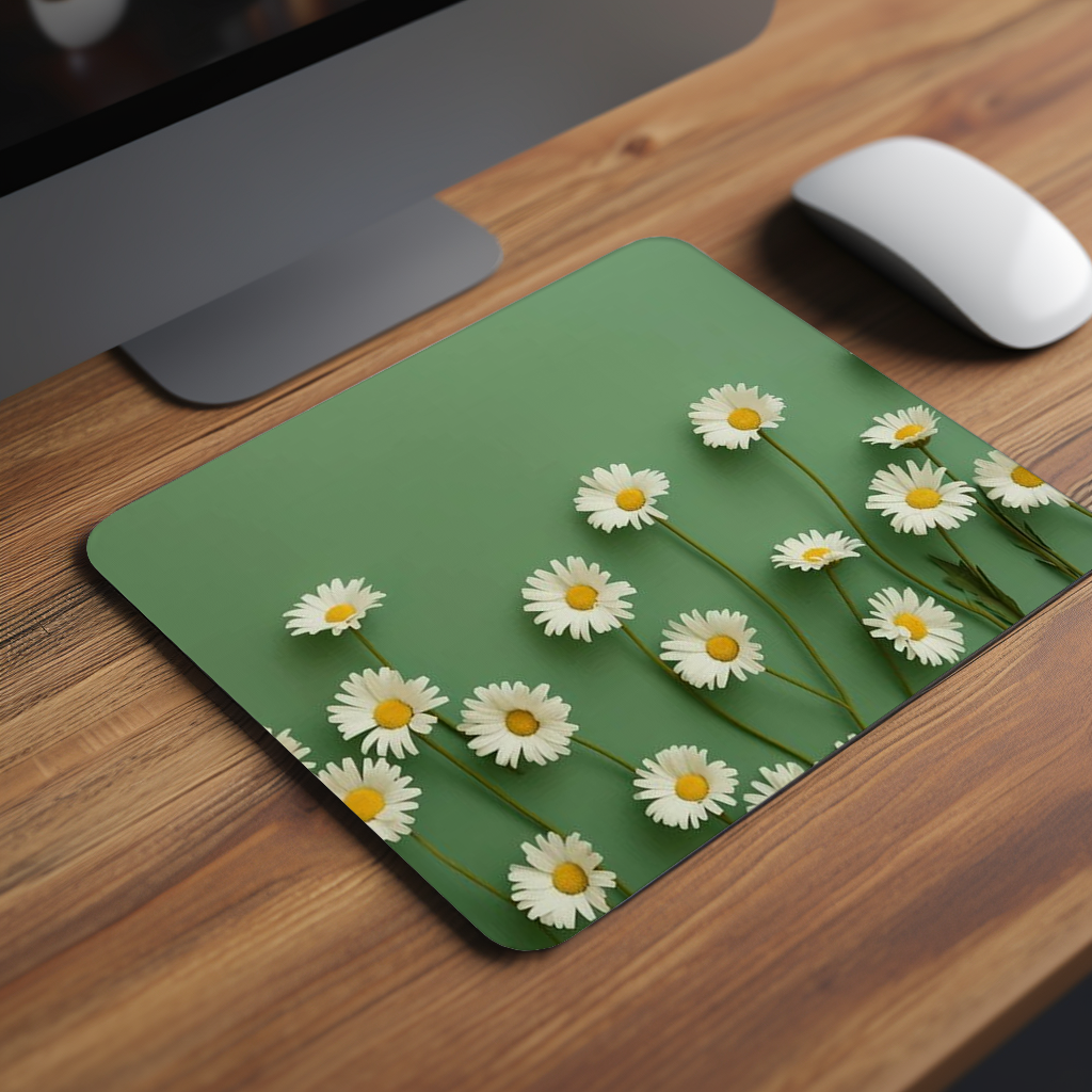 White Sunflowers Premium Mouse Pad