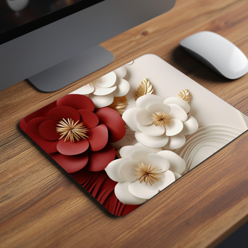 White Red Garden Premium Mouse Pad